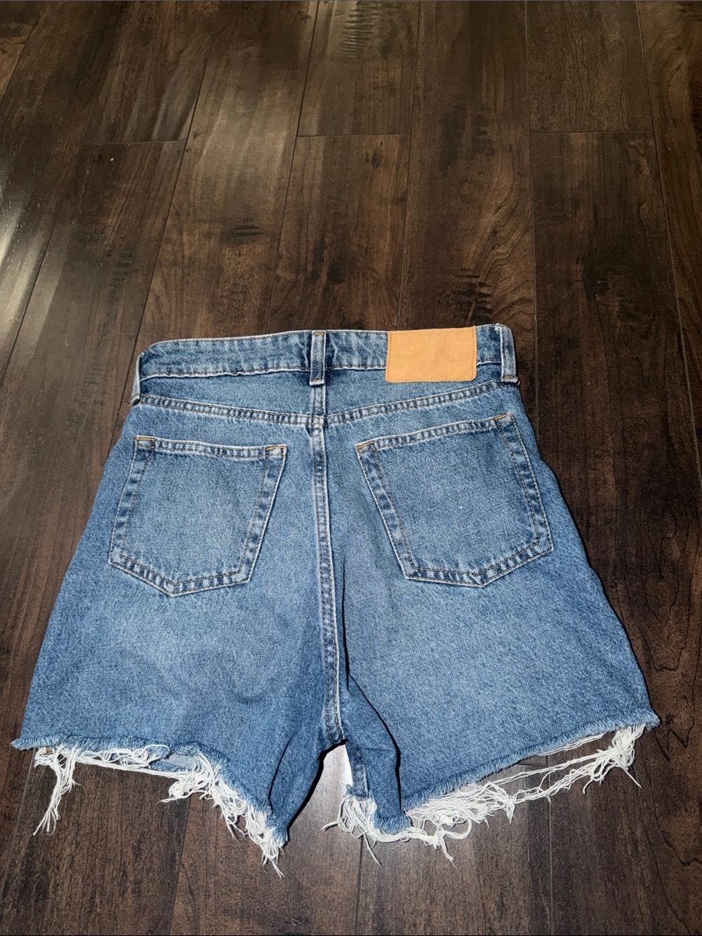 H&M Light Blue Frayed Hem Denim Shorts